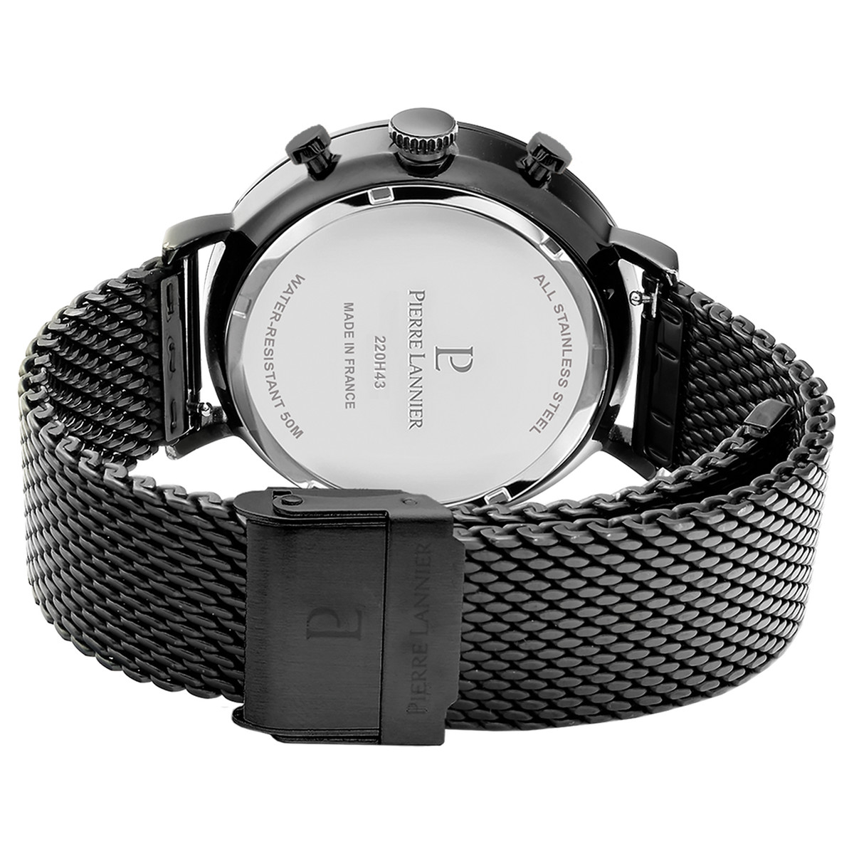 Montre PIERRE LANNIER Baron homme chronographe bracelet acier noir