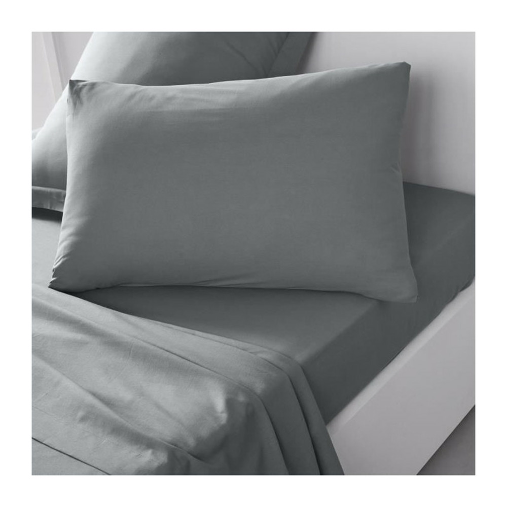 Taie d'oreiller essential - 50 x 70+5 cm - 100% coton uni - acier