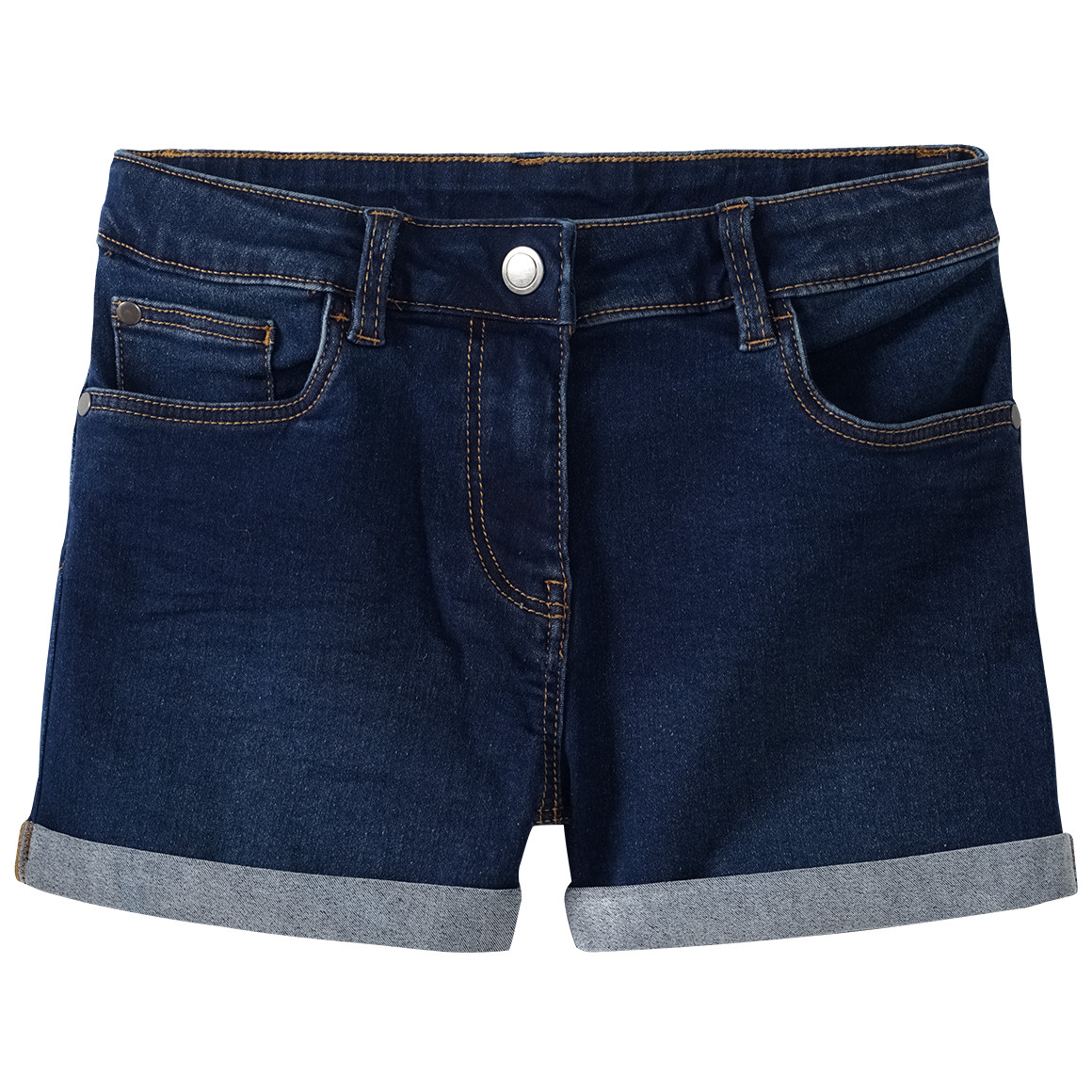 Famy 3 Mädchen Jeansshorts im Five-Pocket-Style dunkelblau / blau / hellblau