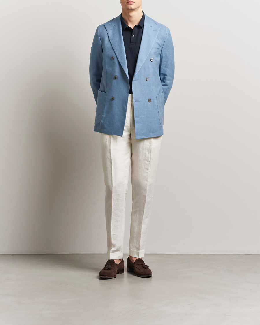 Oscar Jacobson Farris Patch Soft DB Linen Blazer Light Blue