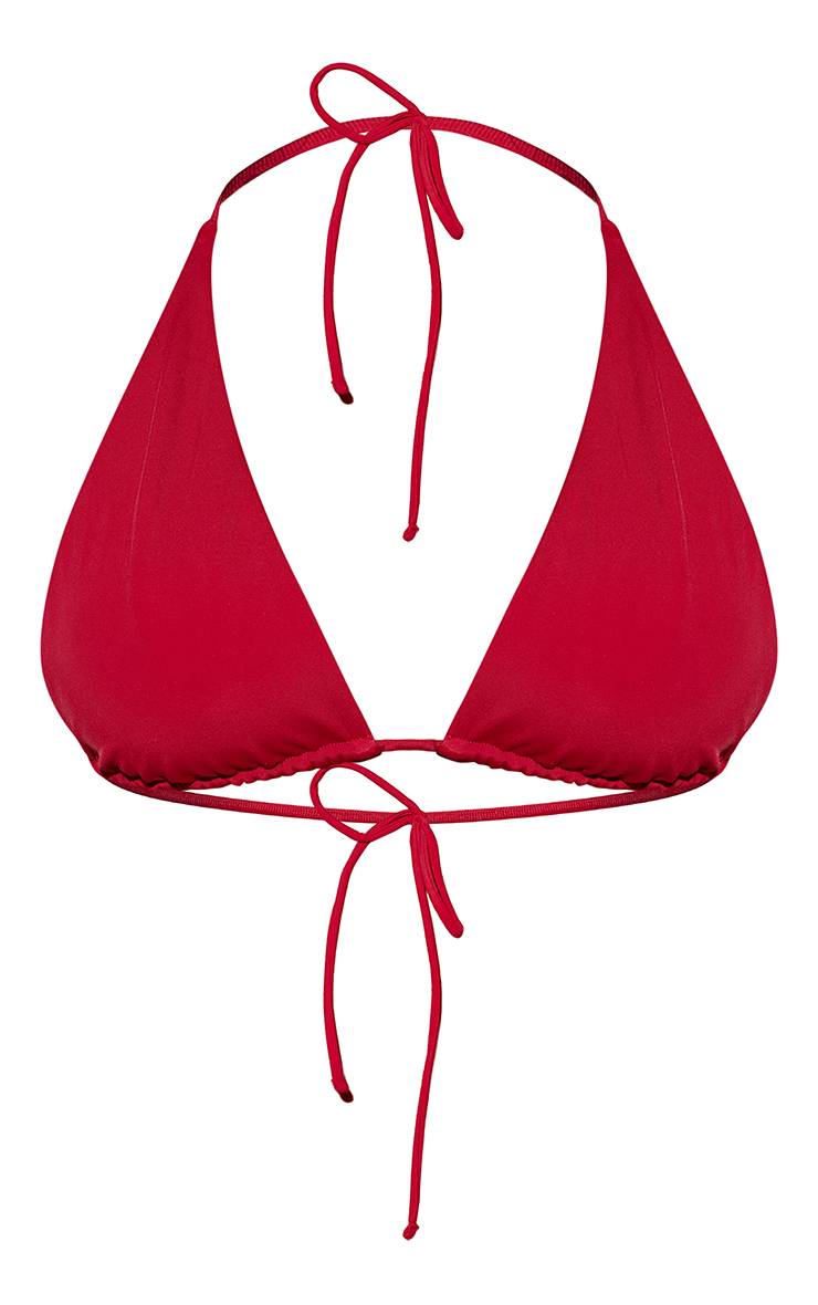 Rouge Haut De Bikini Triangle Avec Ornement Disque Profond