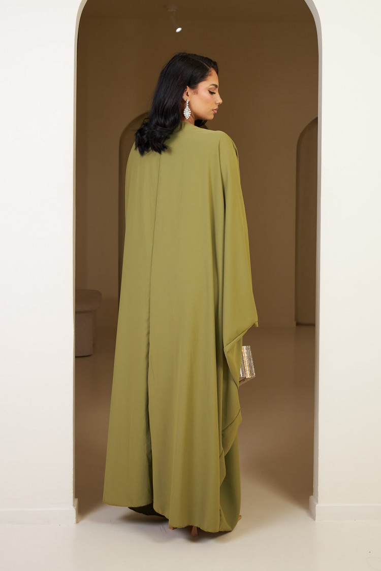Abaya fluide verte à broche sur le milieu