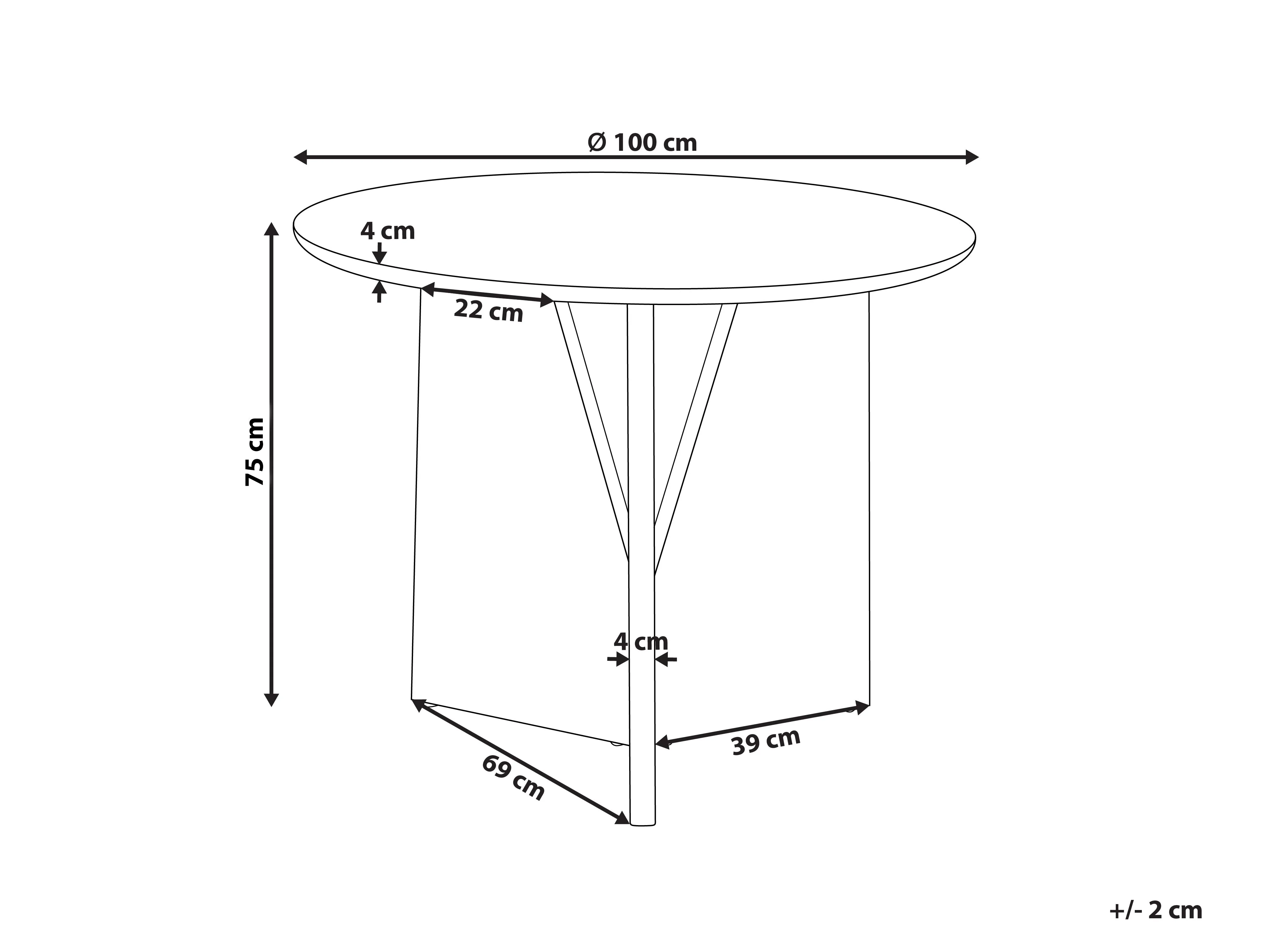 Eettafel ARRAN Bruin 100 cm Acaciahout 100 cm