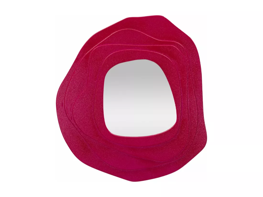 Miroir Mural Fuchsia aux Formes Sinuées - Design Moderne et Créatif - 90x4x97 cm