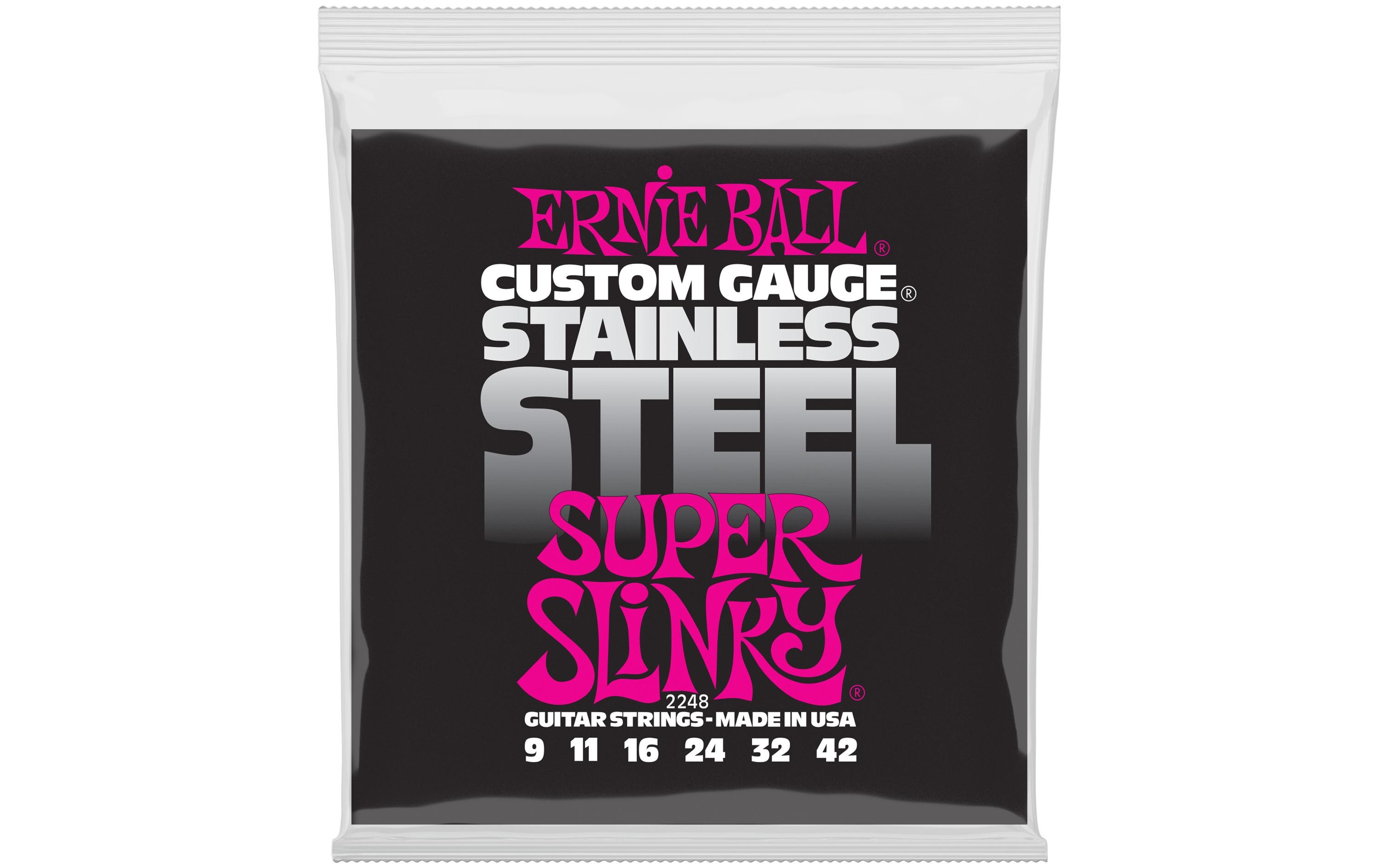Gitarrensaiten 2248 Slinky Stainless Steel – Super 09-42Praktischer Saitensatz für Ihre E-Gitarre