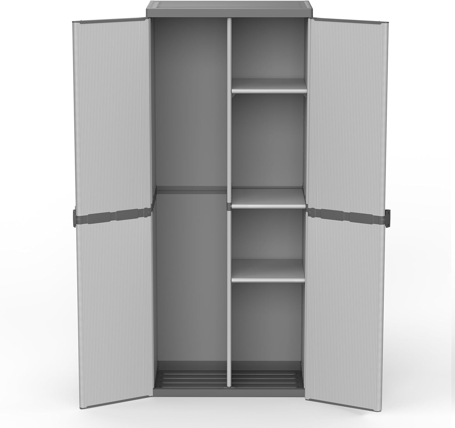 mongardi: Besenschrank aus PVC und PP, 2 Türen, einfach zu montieren, modulares System, robust, geeignet für Innen- und Außenbereiche, 68 x 40 x 165 cm, Grau und Schwarz