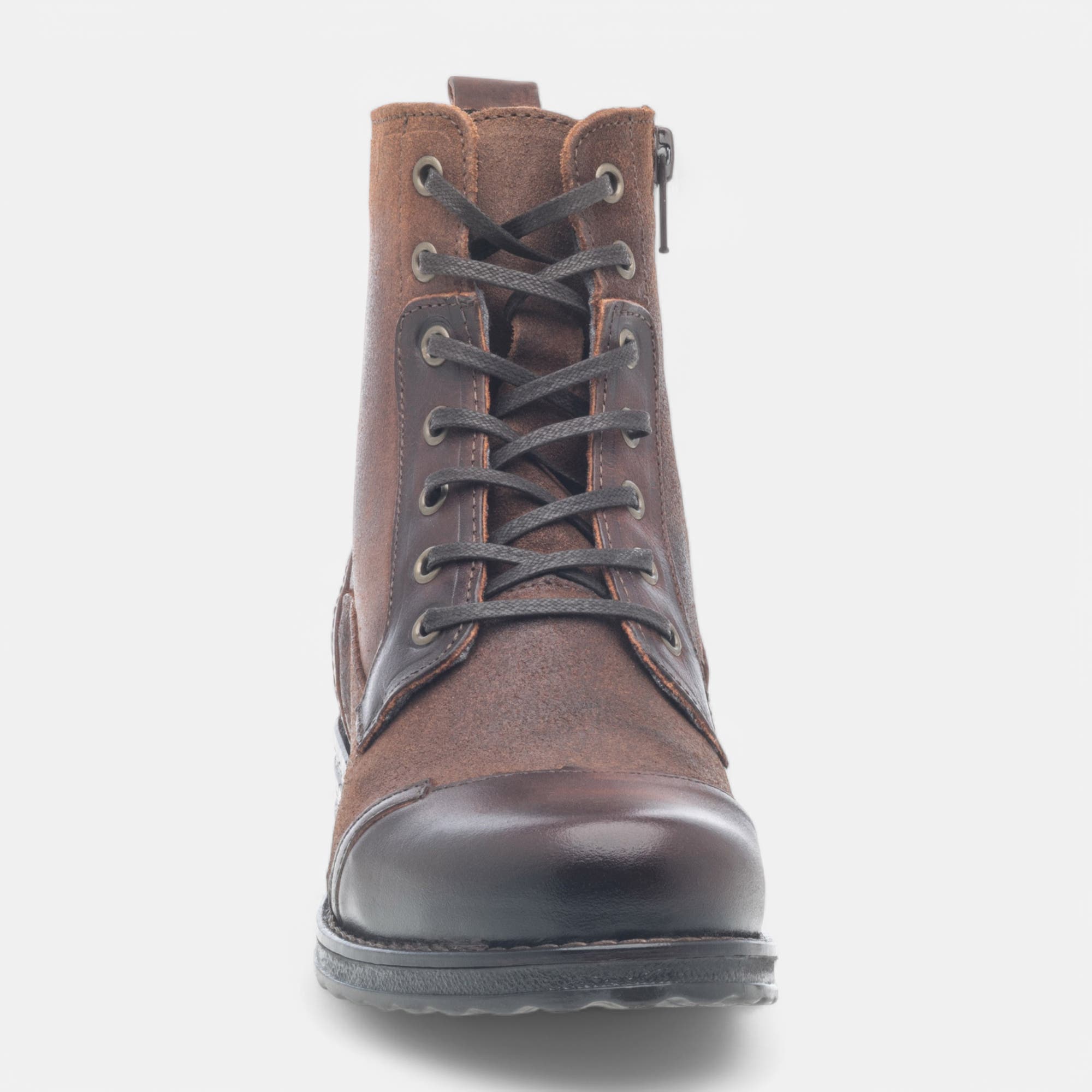 Bottines à lacets Femme en cuir cognac