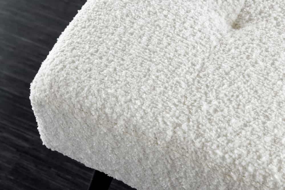 Design Sitzbank BOUTIQUE 100cm weiß Bouclé schwarze Metallbeine Polsterbank