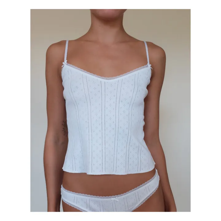 Cou Cou Intimates Pack de 2 Top Long Cami Pointelle Coton Bio | Blanc