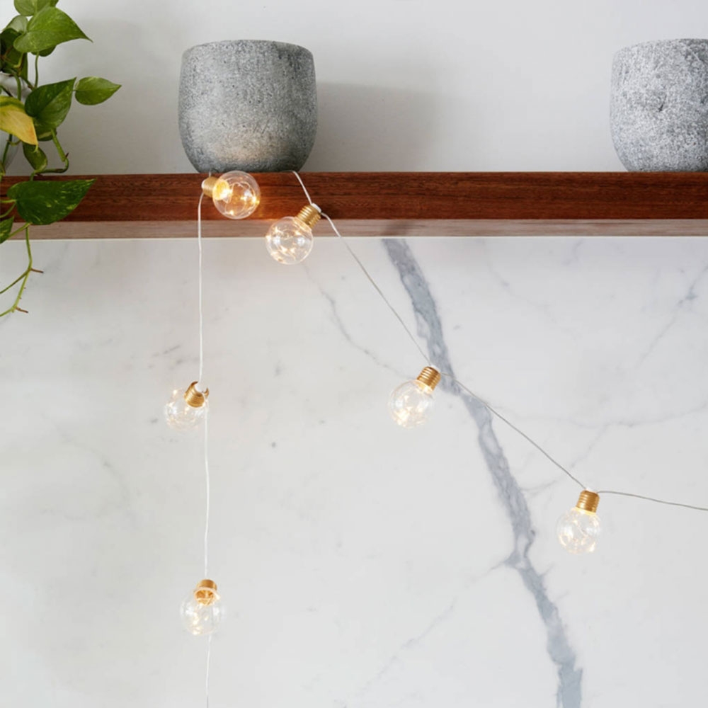 (4m) 10 LED's Deko Lichterkette Retro Glühbirnen Beleuchtung (Batteriebetrieben) - Warmweiss