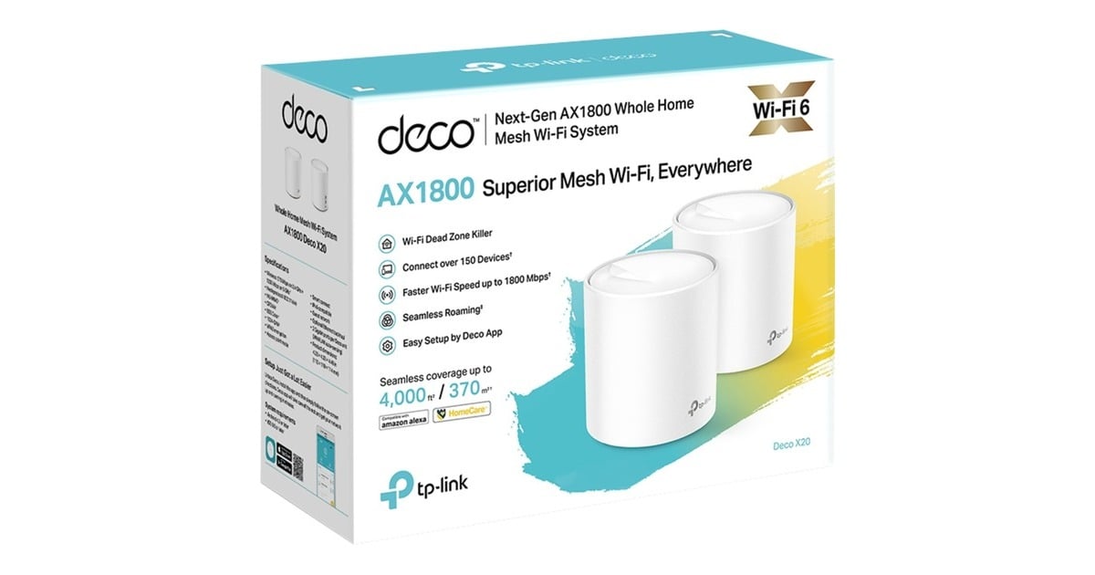 TP-LinkDeco X20 mesh router  (Wit, 2 stuks, 2.4 GHz / 5 GHz Dual-band)