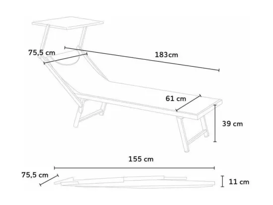 4 chaises longues pliantes en aluminium plage jardin San Vito Lo Capo