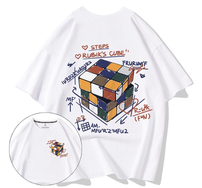 Cowpow - T-shirt met korte mouwen en ronde hals en Rubik's Cube-print