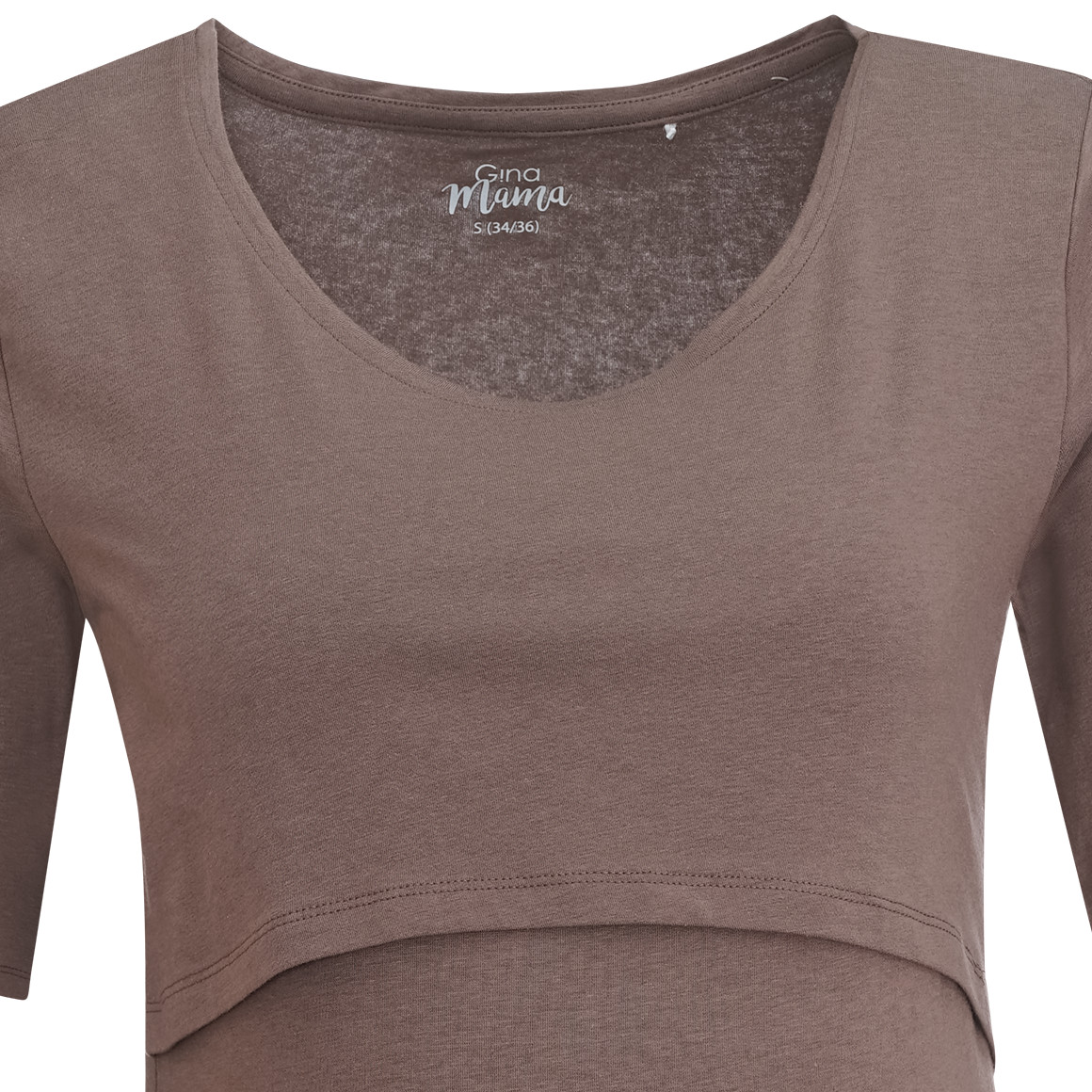 Gina Mama Damen Umstands-T-Shirt mit Stillfunktion braun