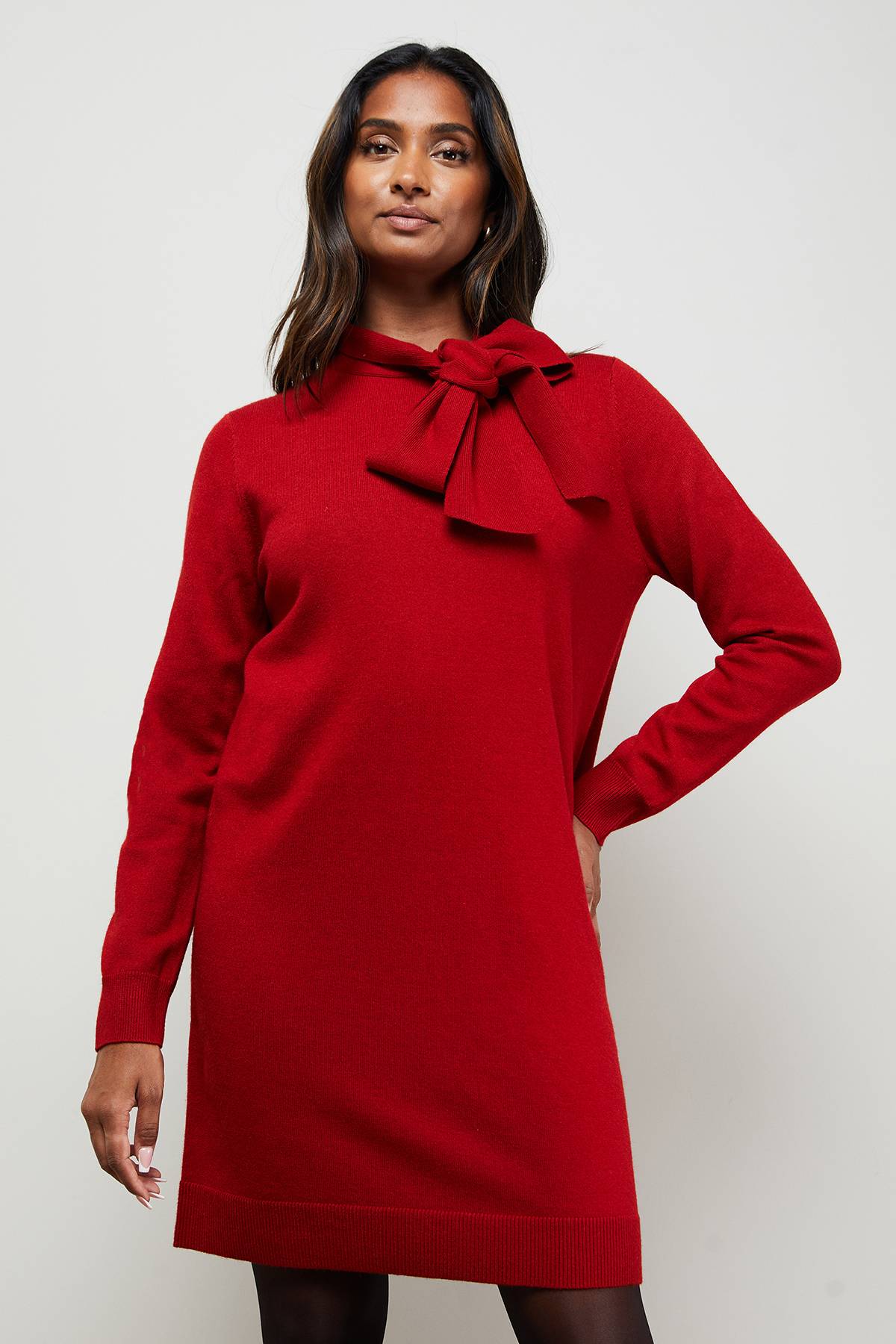 Oasis Robe Mini Tricotée à Nœud Lavallière
