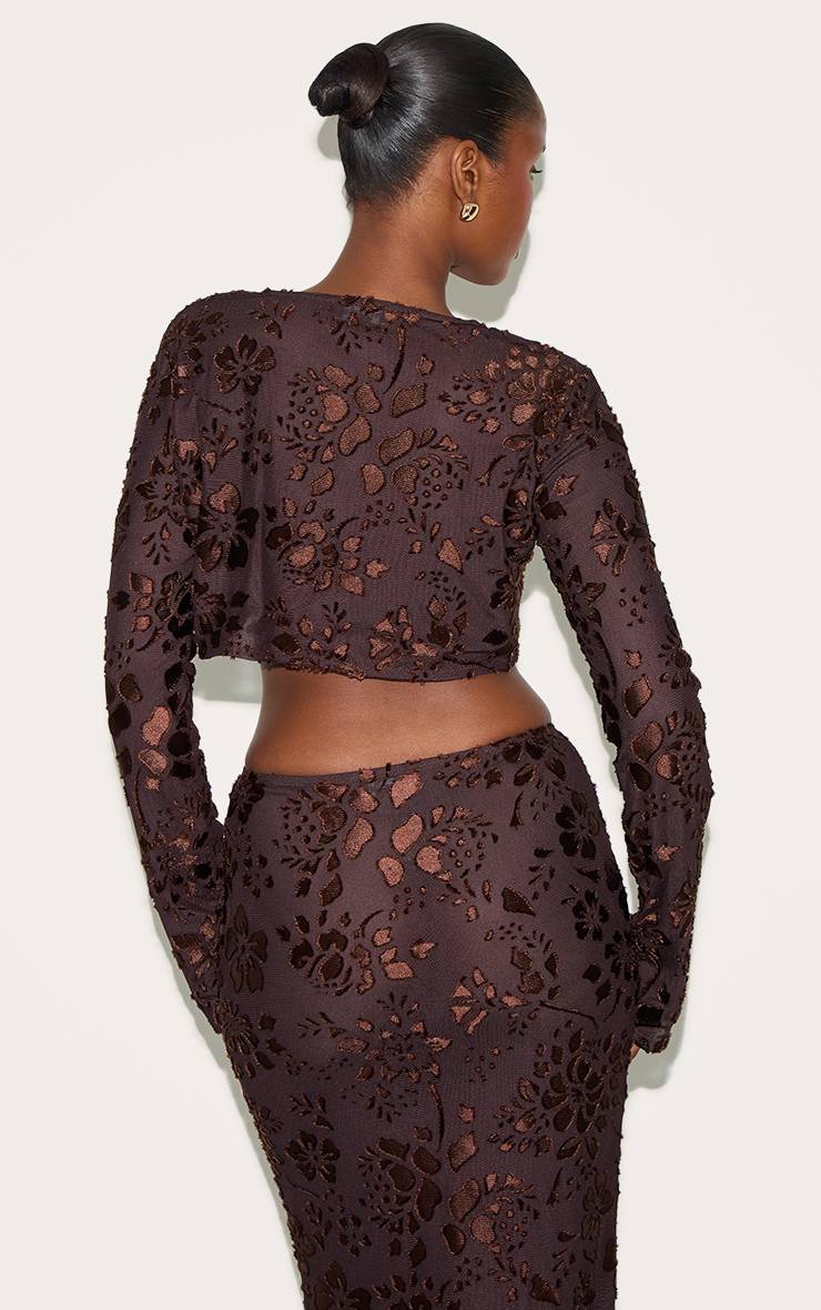 Chocolat Top Court Transparent À Fleurs Avec Boutons