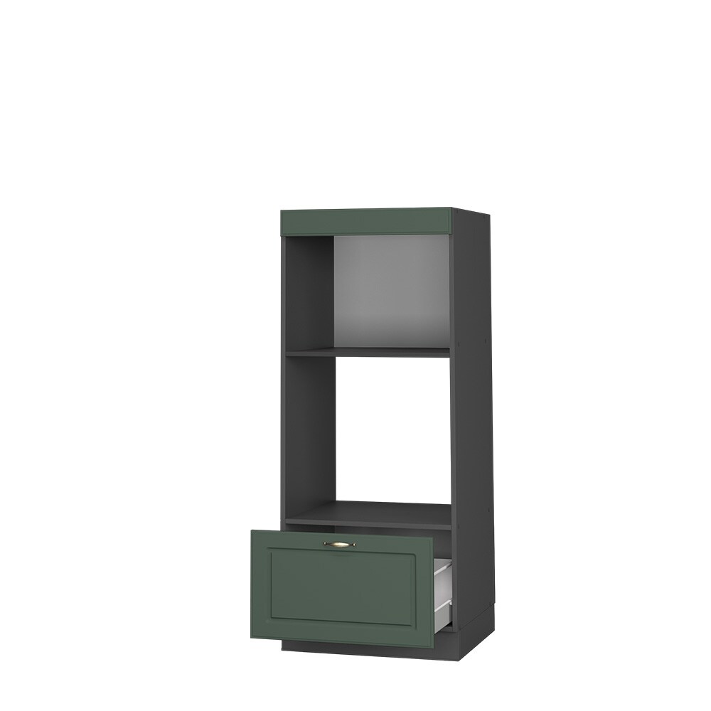 Vicco Mikrowellenumbauschrank Küchenschrank Küchenmöbel Fame-Line Landhaus Anthrazit Grün 60 cm Gold Küche Einbauküche Blende Hochschrank Schublade Mikrowelle Backofen Küchenzeile