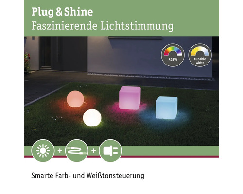 Paulmann Globe Plug & Shine ZigBee RGBW IP65 2.8W 110 lm Ø 20 cm bol wit 230/24 V - Compatibel met SMART HOME van hornbach