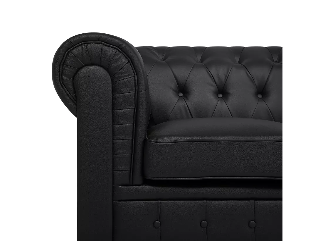 Canapé 3 places en cuir PU noir CHESTERFIELD BIG