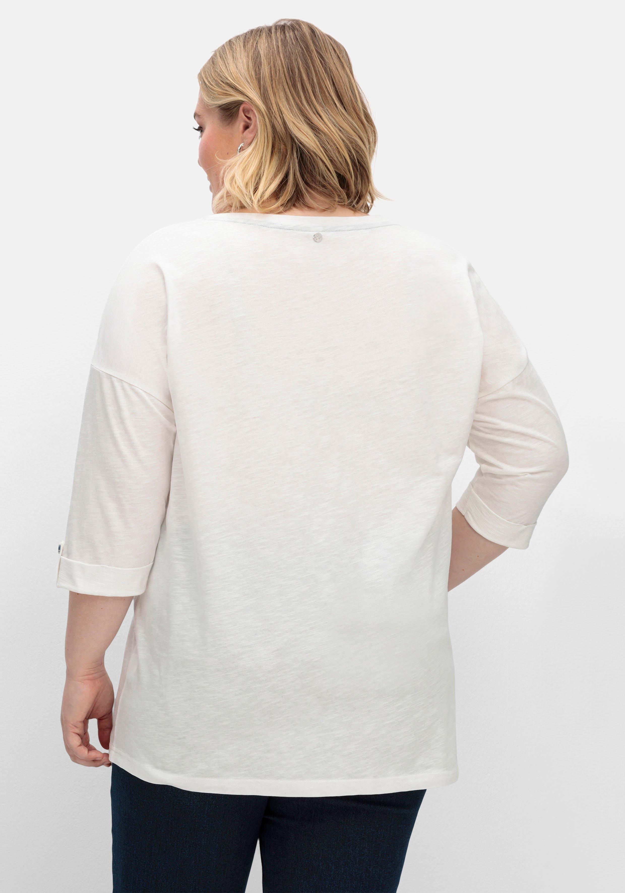 3/4-Arm-Shirt mit Blumen-Frontdruck