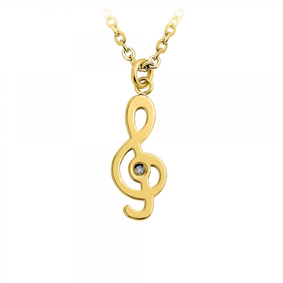 Collier clé de sol SC Bohème orné d'un véritable diamant blanc