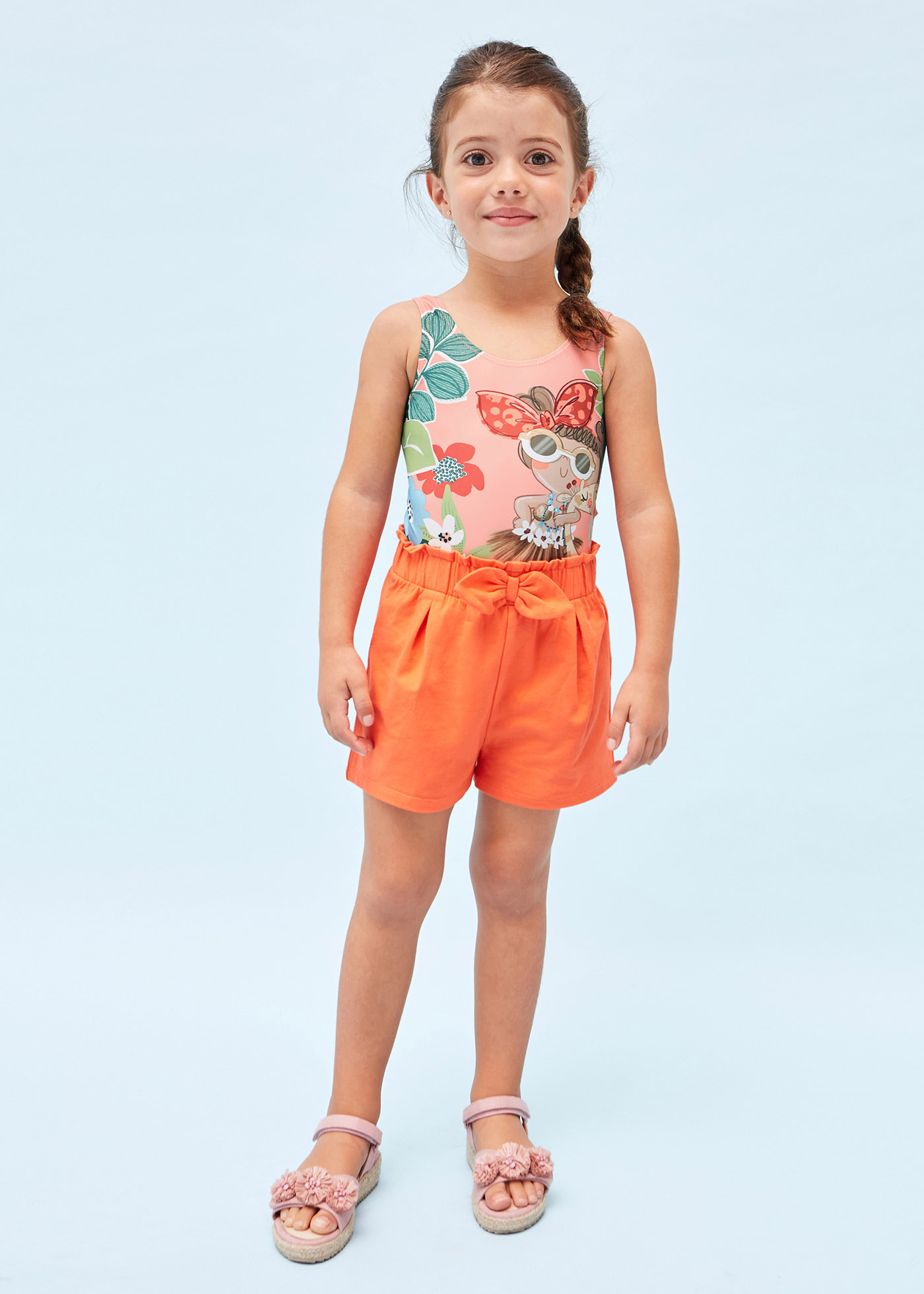Conjunto de 2 shorts de algodão para meninas