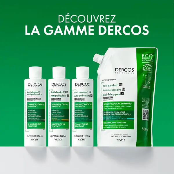 Shampoo Anticaspa Vichy Dercos DS para Cabelos Oleosos - 2 Refis Ecológicos de 500ml