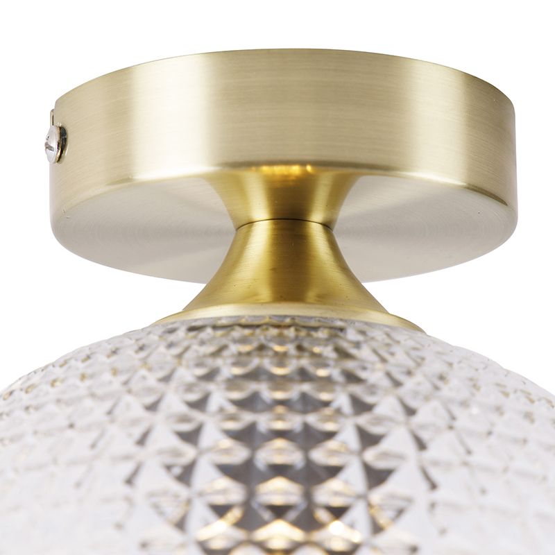 Art Deco plafondlamp messing met helder glas - Sphere