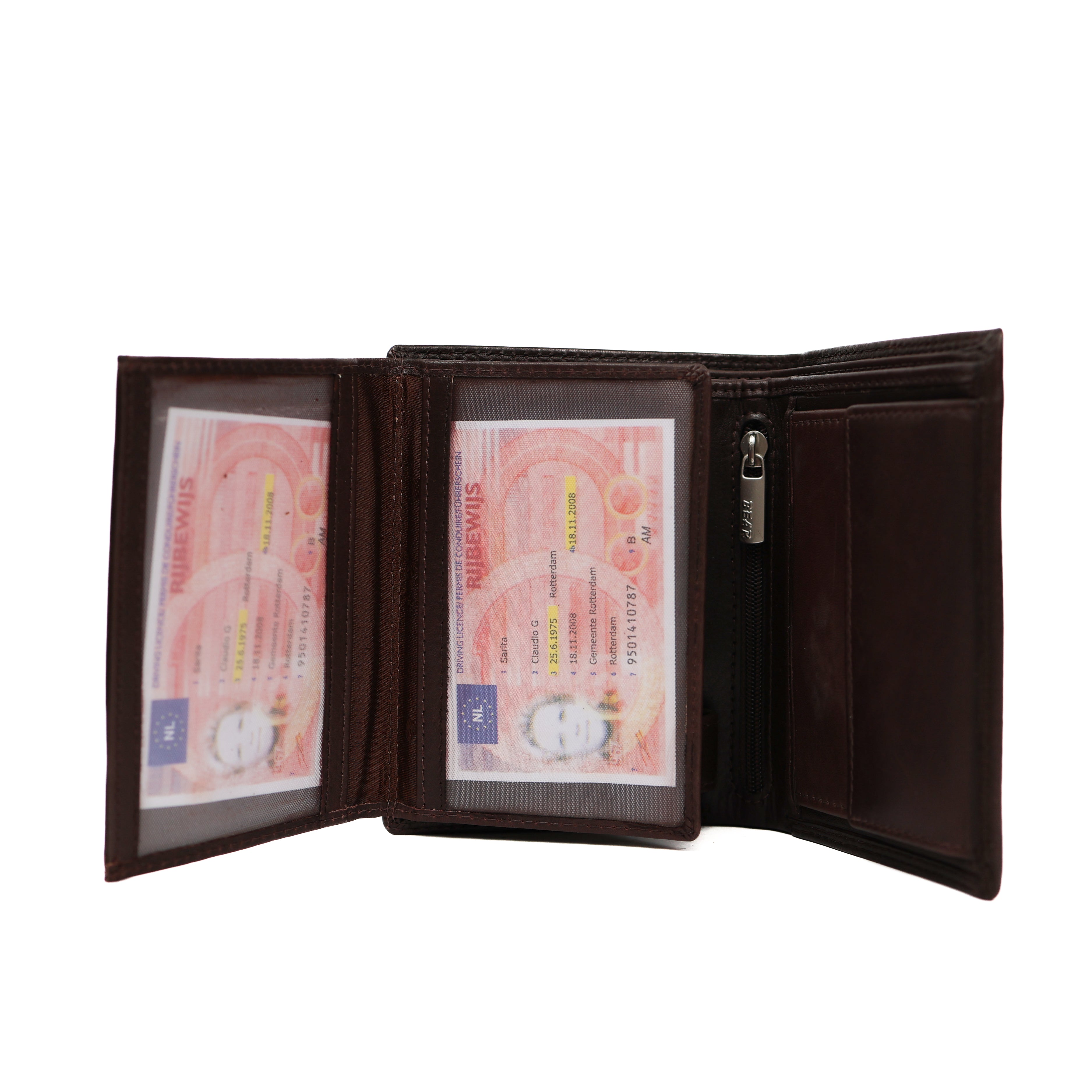 Hoge billfold 'Klaas' donkerbruin Donkerbruin