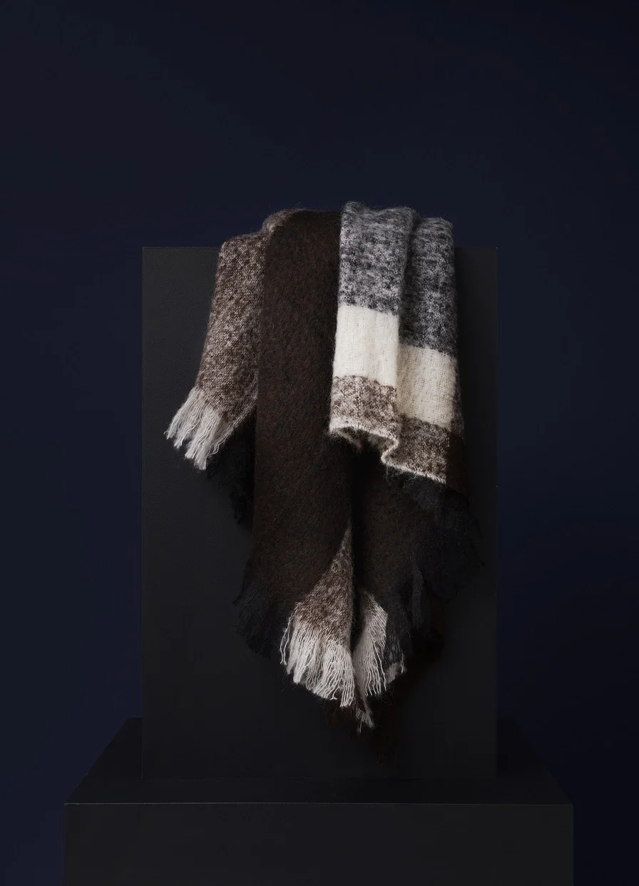 Birger1962  Check Throw uldtæppe – dark brown