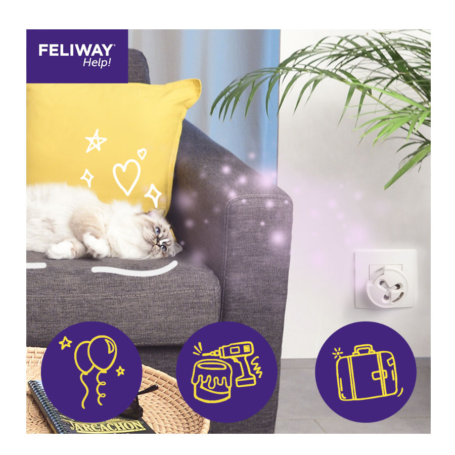 Difusor Feliway Help e Refil com feromônios para alívio ocasional do estresse.