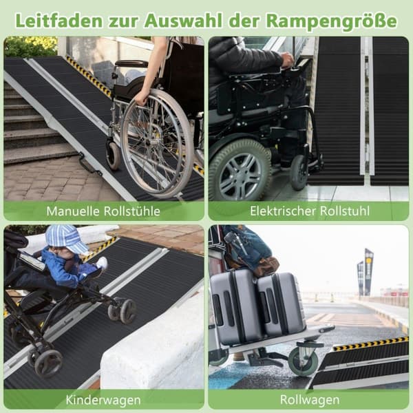 152,5 x 74 cm rullestolrampe Bærbar og anti-skli sammenleggbar rampe opp til 272 kg last aluminium