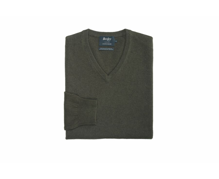 Pull homme laine col V Vert - ELIAN