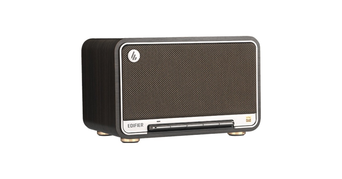 EdifierD32 Draadloze tafelluidspreker  (Donkerbruin/zilver, Bluetooth, Wi-Fi (Apple AirPlay), USB-C, AUX)