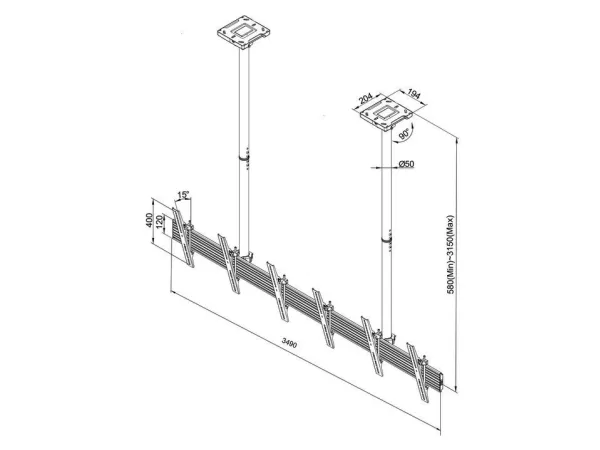 Multibrackets M Menu Board Mount Pro MBC3X1U - Beslag - aluminium, stål - sort - skærmstørrelse: 40