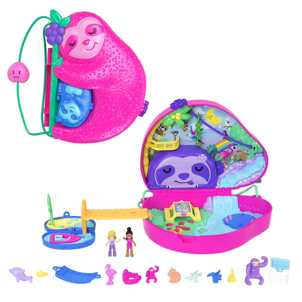 Polly Pocket Faultier-Familien-2-in-1-Handtasche Kompakt