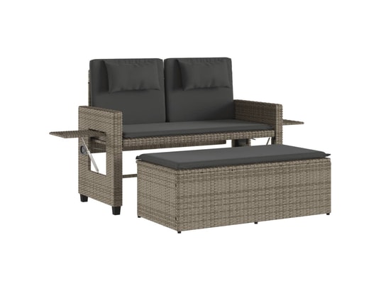 VIDAXL - Banc de jardin Banc inclinable de jardin avec coussins gris résine tressée