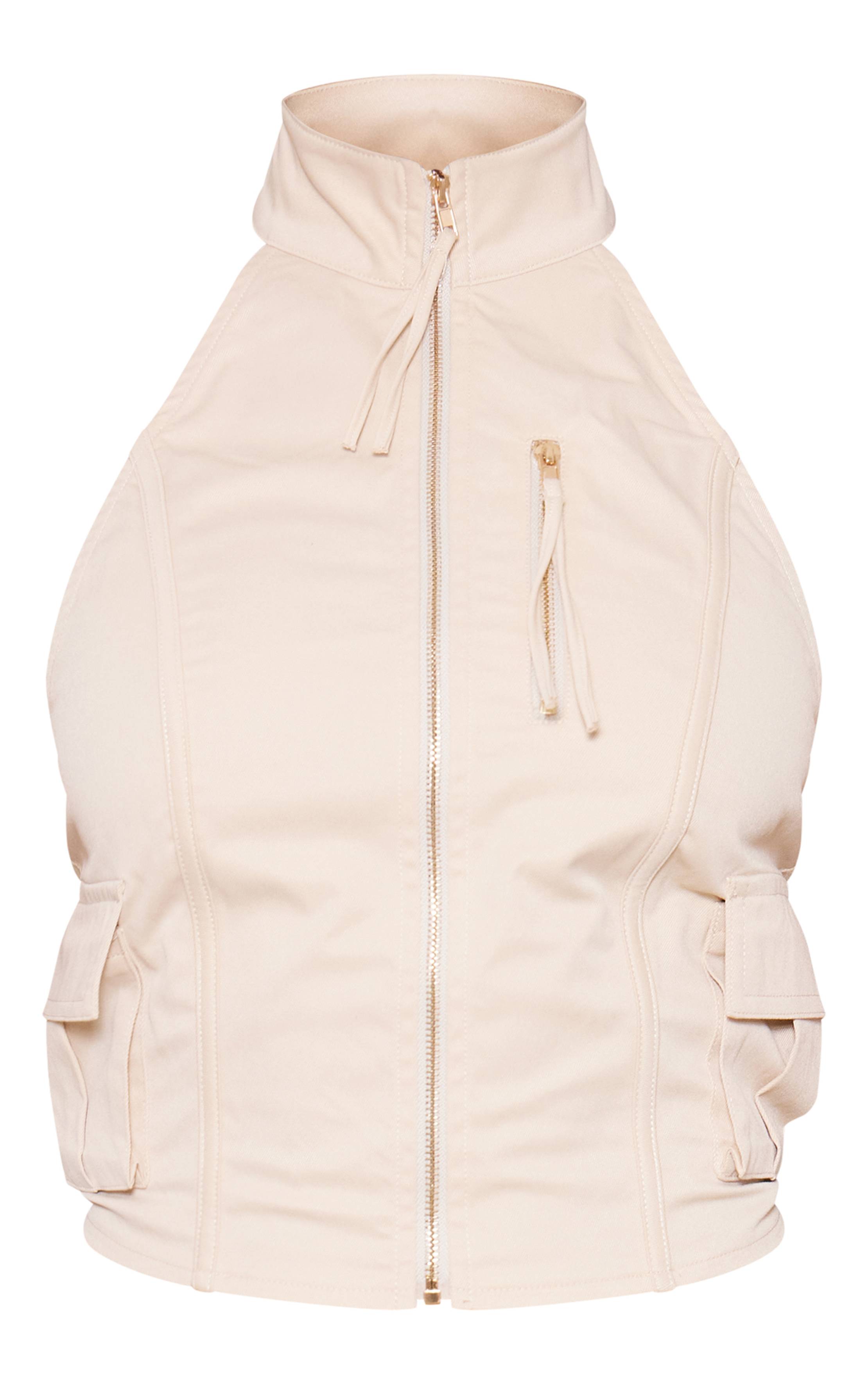 Haut Ajusté À Col Montant En Tissu Tissé Style Cargo