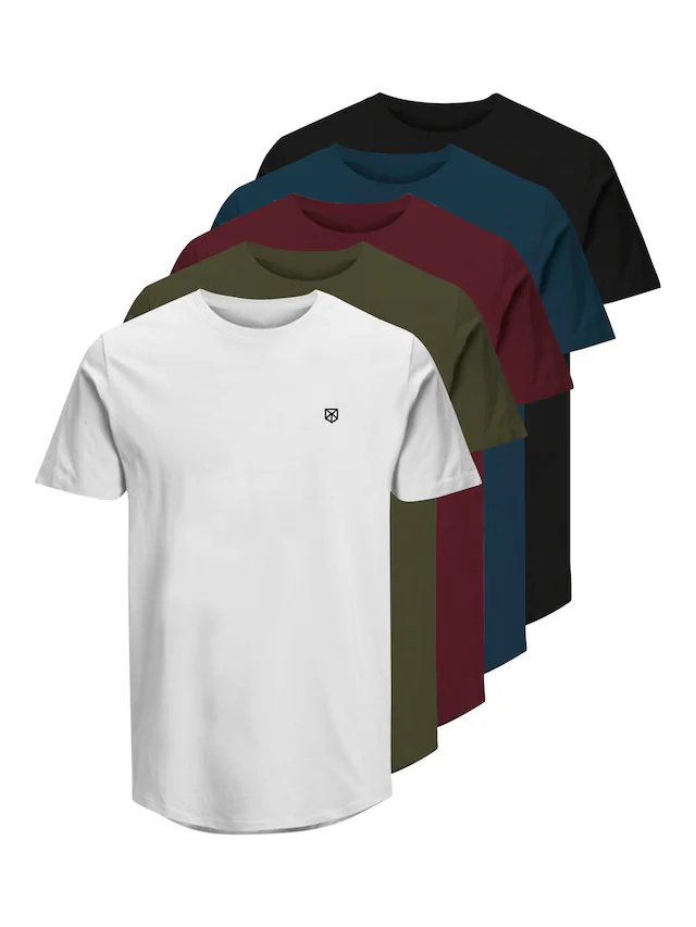 Jack & Jones Rundhalsshirt »JPRBLABRODY im 5er-Pack, mit Logodruck, Rundhals und atmungsaktiv«, 5 Stk. Rundhals, normal, Baumwolle