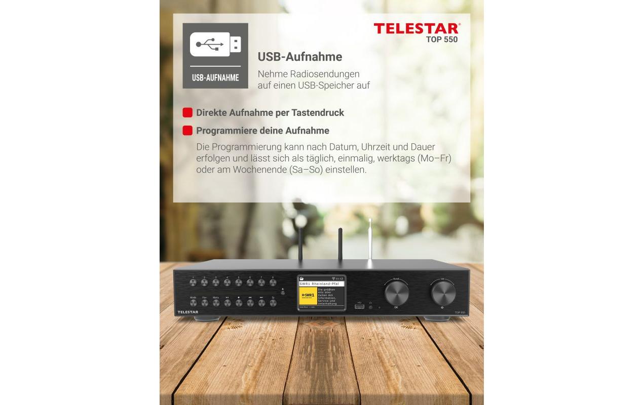 Netzwerk-Audioplayer TOP 550 Schwarz<br>All-In-One-HiFi-System mit DAB+/FM, Internetradio und CD-Player