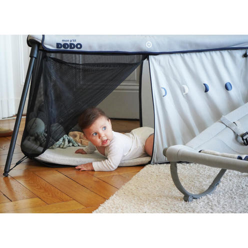 Lit parapluie nomade Naos 60x120 cm Gris - MON P'TIT DODO