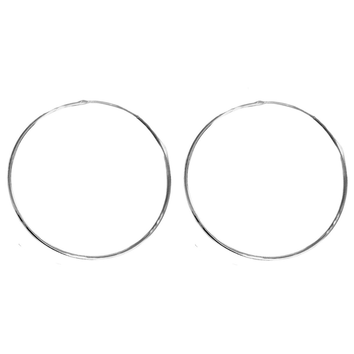 Grande boucles d'oreilles Créoles 7 cm 7cm 70 mm 70mm en argent 925°/00 1mm