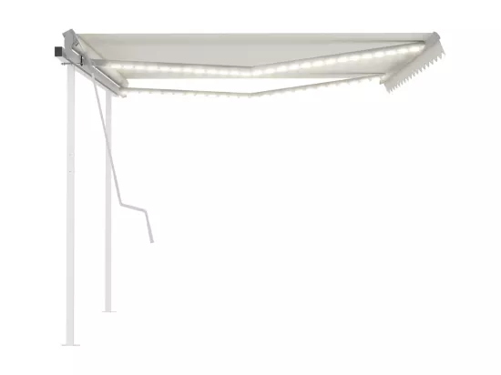 Auvent manuel rétractable avec LED 4,5x3,5 m Crème