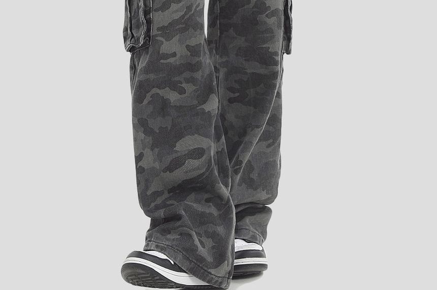 INStudio - Hoge taille camouflage rechte cargojeans