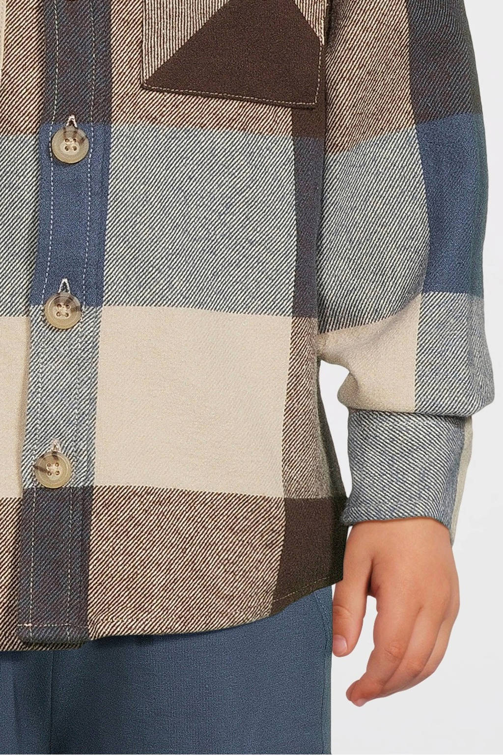 NAME IT overshirt met capuchon NMMOSOM bruin/blauw/ecru