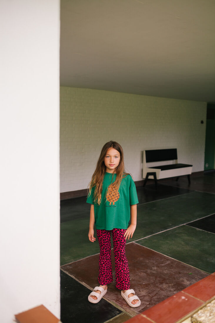 DAILY BRAT paarse daily brat flared broek leopard flare pants