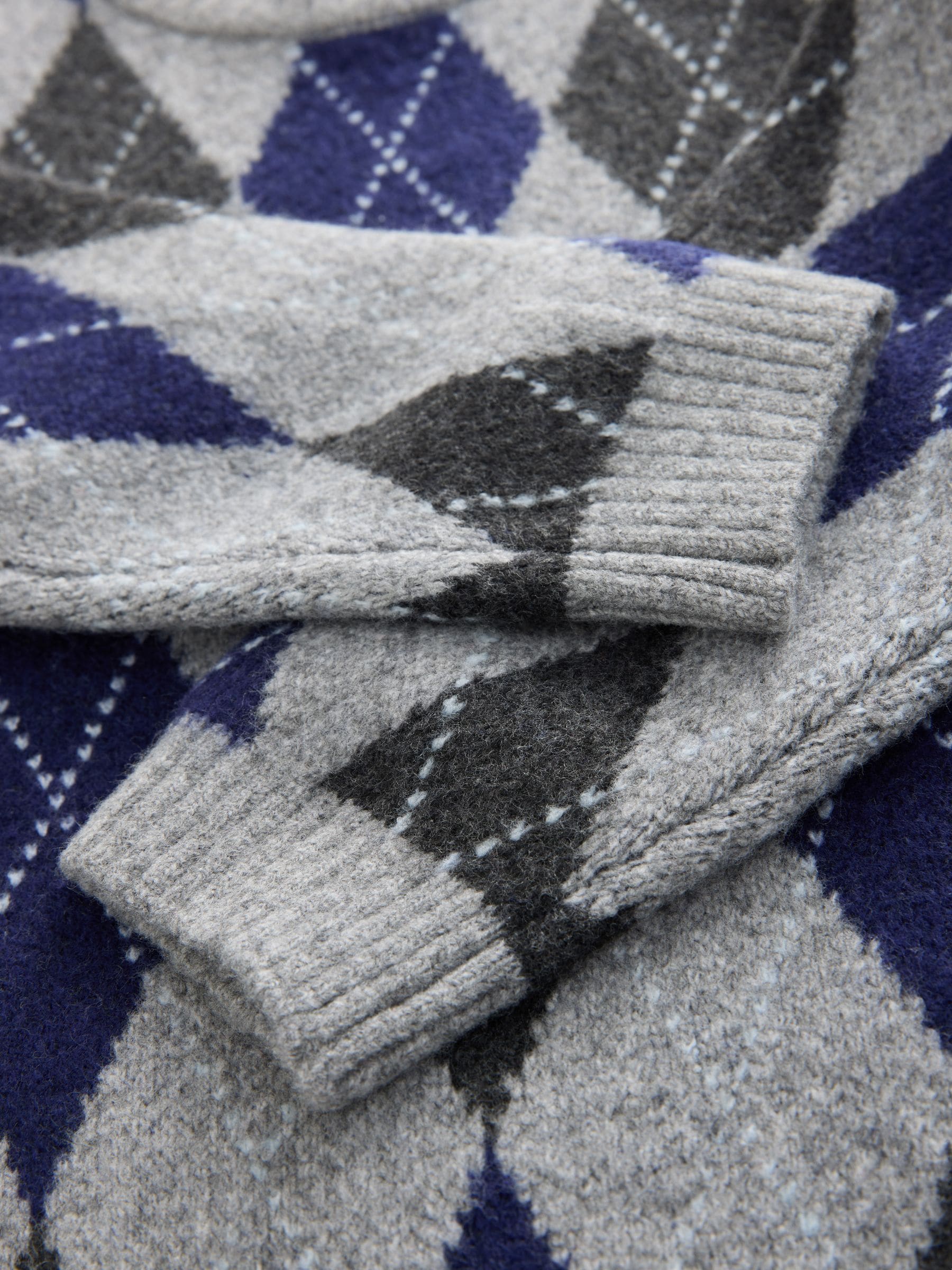 Grijs Argyle - Gebreide trui met ronde hals (3mnd -16jr)