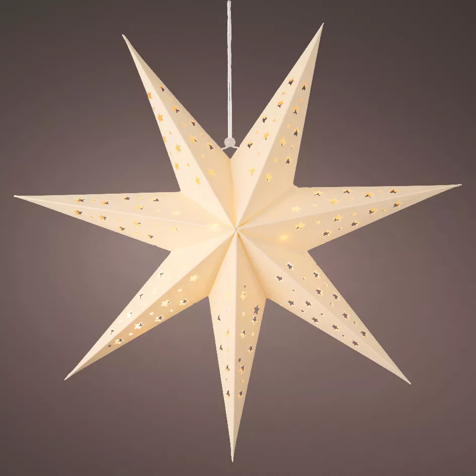 Etoile lumineuse à suspendre (H40 cm) Origami Stella Blanc et blanc chaud