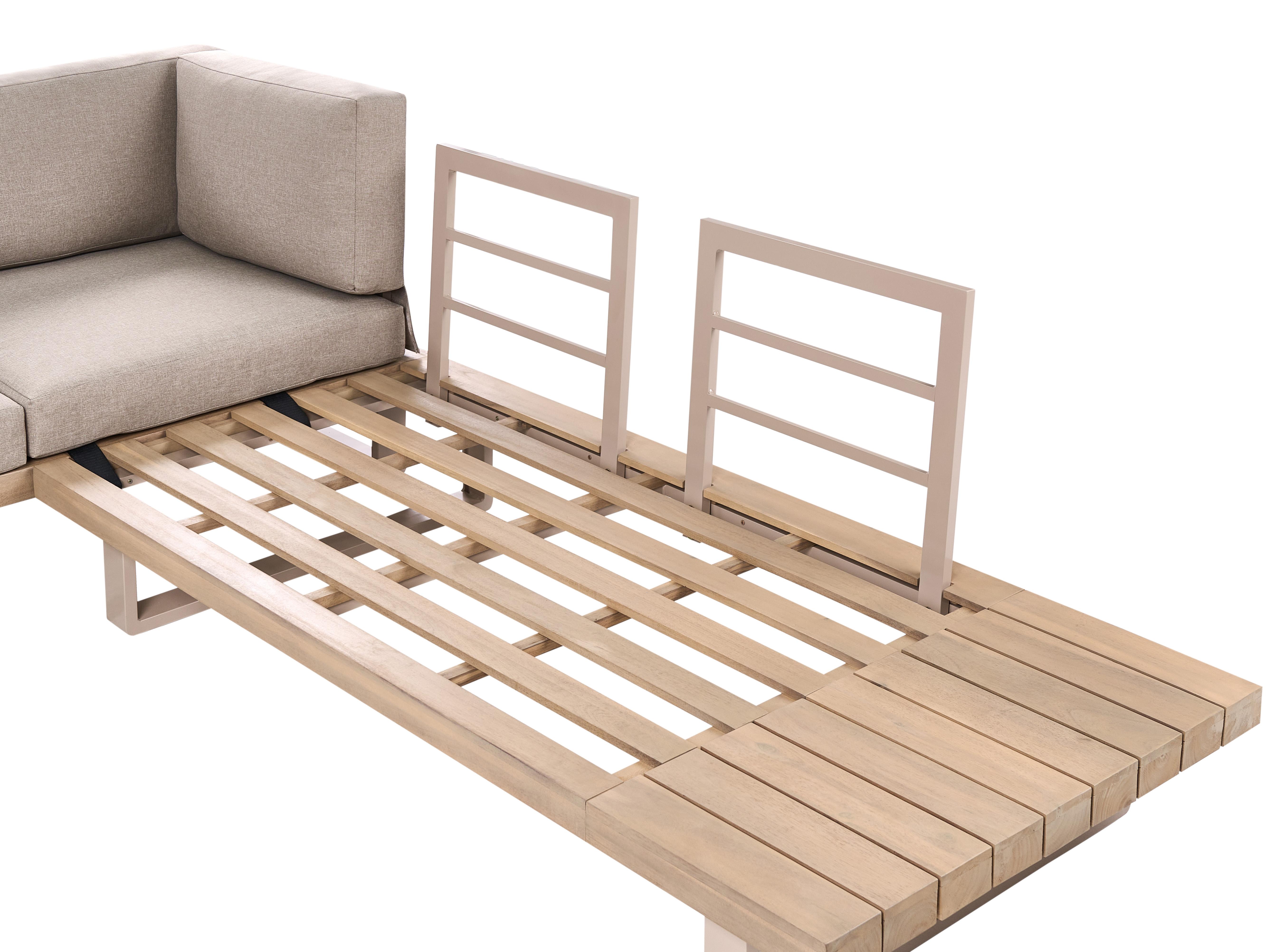 Tuin hoekloungeset met tafel 5-zits MYKONOS rechtszijdig Gecertificeerd acaciahout Taupe