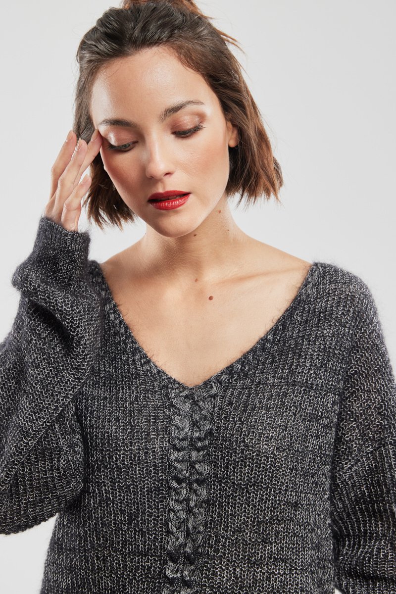 Pull maille torsadée - mohair et soie